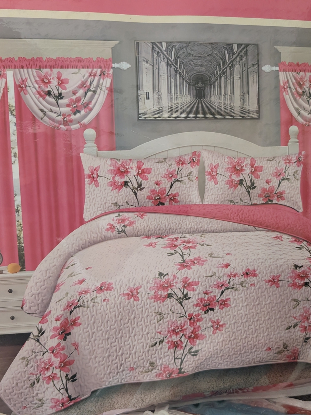 Pink Floral Quilt Set - Elegant Home Bedding